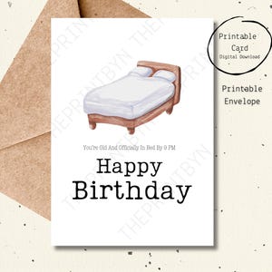 Carte d'anniversaire numérique imprimable drôle sarcastique vous êtes une vieille étape importante pour lui sa meilleure amie grossière 30e aquarelle lit Simple vieillesse carte d'anniversaire