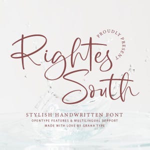 Rightes South - Handwritten Font, Script Font, Calligraphy Font, Procreate Font, Casual Font, Wedding Font, Beauty Font, Handwriting Font
