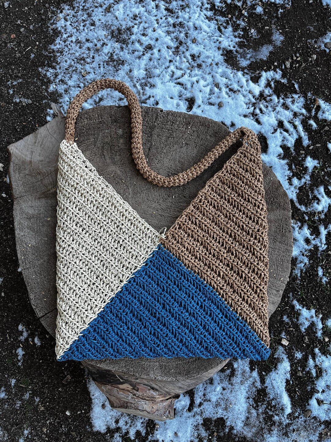 Handmade Crochet Straw Tote Bag – Color Block Boho Shoulder Bag - Etsy