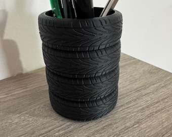 Desk Organizer Pen and Pencil Holder shaped like a tire rack