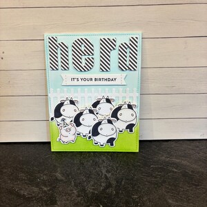 Cow birthday card, funny birthday card, pig card, farm card, handmade birthday card, herd card, kids cards, silly birthday card