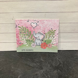 Happy Birthday Card, Let&#39;s Celebrate, Elephant Birthday Card, Cards for kids, grand kids birthday card, greeting cards, handmade card