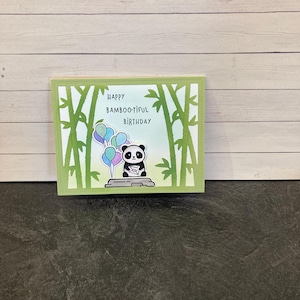Lawn Fawn Panda Birthday card, handmade birthday card, animal cards, greeting cards, thinking of you, kids birthday cards, balloon card