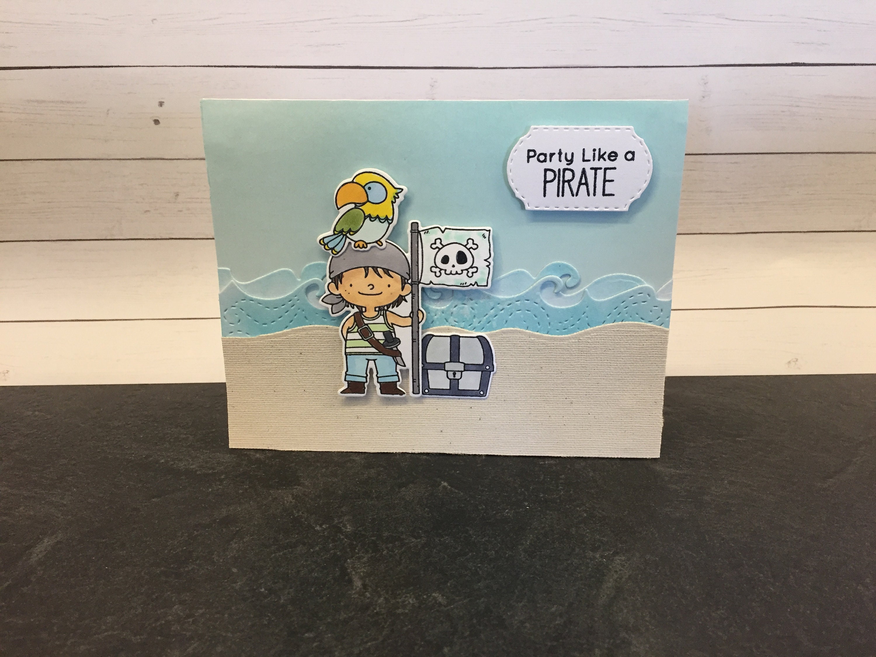 Pirate birthday cards cards for kids pirate cards parrot | Etsy