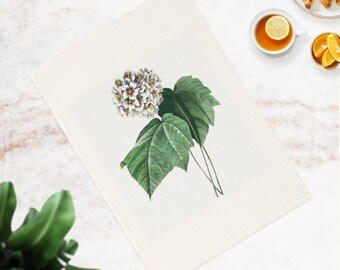 Floral Art Tea Towel - Dombeya Amelia Print, Organic Cotton Kitchen Linen