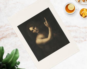 Leonardo da Vinci Tea Towel - Saint John Print, Organic Cotton Kitchen Linen