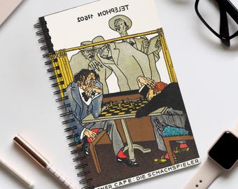 Moriz Jung Art Journal, Jugadores de ajedrez del café vienés, Papelería vintage