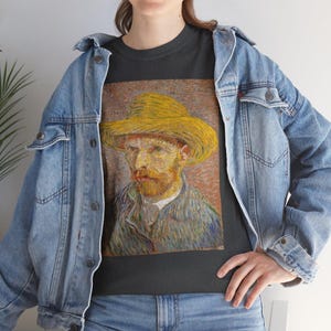 Self-Portrait with a Straw Hat by Vincent van Gogh, art shirt, vintage art, art apparel, art lover present, art print fashion