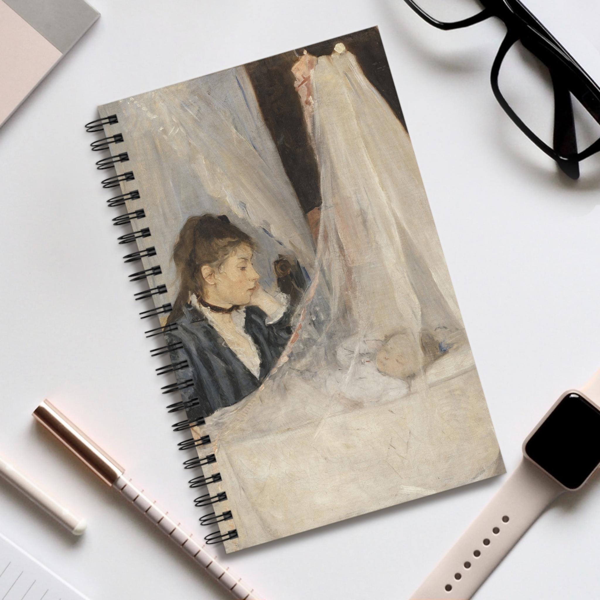 Berthe Morisot "The Cradle" Spiral Journal, Vintage Art Stationery