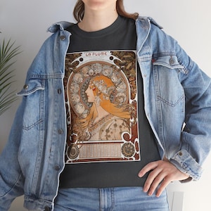 Zodiaque (La Plume) by Alphonse Marie Mucha Art shirt, vintage art, art apparel, art lover present, art print fashion, wearable art