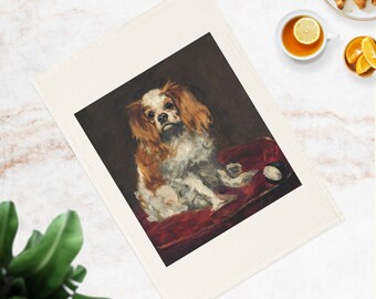 Manet King Charles Spaniel Art Tea Towel – Organic Cotton Kitchen Linen