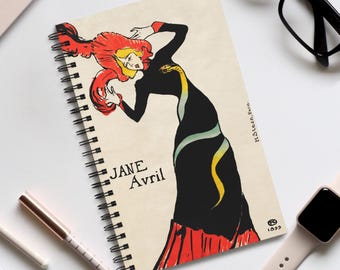Jane Avril (1899) by Henri de Toulouse-Lautrec, art journal, vintage art, art stationary, art lover present, art print