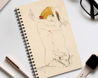 Egon Schiele "Two Women Embracing" Art Journal, Vintage Art Stationary