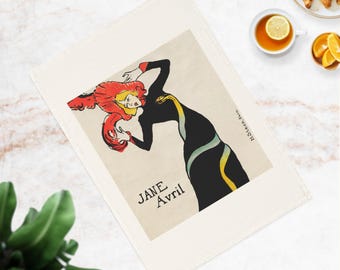 Jane Avril by Toulouse-Lautrec Organic Cotton Tea Towel - Eco-Friendly Kitchen Art