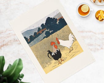 Edward Penfield Roosters Organic Cotton Tea Towel – Eco-Friendly Kitchen Art