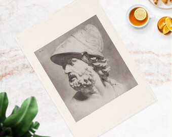 Roman Helmet Head Art Tea Towel – Organic Cotton Kitchen Linen