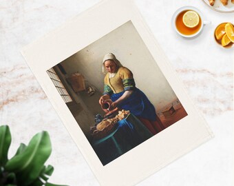 The Milkmaid Tea Towel - Johannes Vermeer Organic Cotton Kitchen Linen