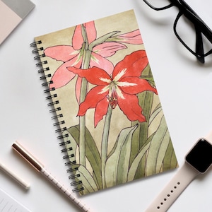 Amaryllis Art Journal, Vintage Floral Notebook