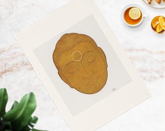 Buddha Art Tea Towel – Organic Cotton Kitchen Linen, Eco-Friendly Gift