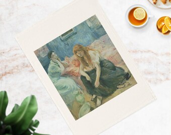 Berthe Morisot Art Tea Towel – Two Women, Organic Cotton Kitchen Linen