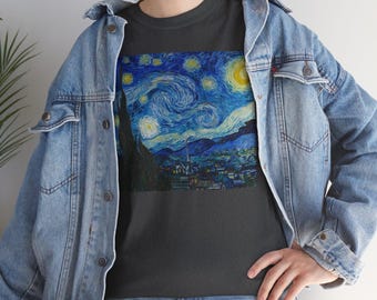 Starry Night T-Shirt, Vincent van Gogh Art Print, Art Lover Fashion