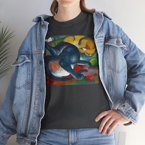 Two cats, blue and yellow by Franz Marc, art shirt, vintage art, art apparel, art lover present, art print fashion
