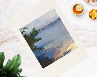 Moriz Jung Lake Lucerne Painting – Organic Cotton Tea Towel