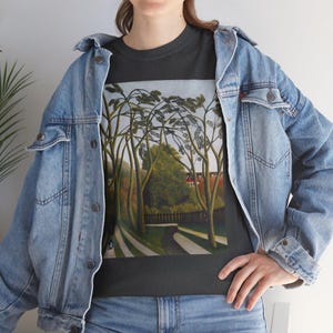 The Banks of the Bievre near Bicetre by Henri Rousseau (le Douanier), art t-shirt, art apparel, art lover present, art print fashion