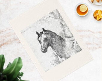 Horse Art Organic Cotton Tea Towel – Eco-Friendly Kitchen Linen