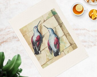 Wallcreeper Bird Art Tea Towel – Organic Cotton Kitchen Linen