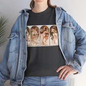 The Seasons by Alphonse Maria Mucha Art shirt, vintage art, art apparel, art lover present, art print fashion, wearable art