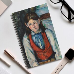 Menino de colete vermelho (Le Garçon au gilet rouge) de Paul Cézanne, diário de arte, papel de carta, presente para amantes da arte, impressão artística