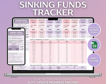Sinking Funds Tracker Pink Purple Savings Planner Google Sheets Budget Tracker Digital Cash Envelope System Finance Organizer Money Planner