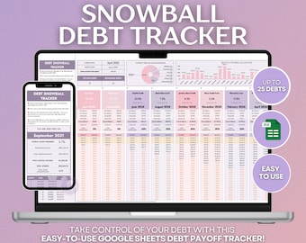 Debt Snowball Tracker Pink Purple Google Sheets Planner Debt Payoff Chart Budget Spreadsheet Loan Tracker Credit Utilization Financial Tool
