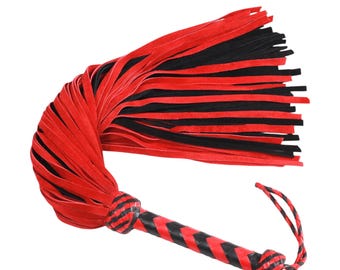Handmade Suede Leather Flogger: 100 Falls, Braided Handle