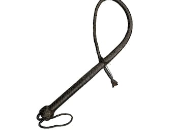 Látigo marrón de cuero de grano superior auténtico, látigo resistente, hecho a mano para entrenamiento y azotes, moda fetichista