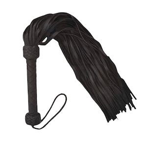 Real Genuine 100 Falls Leather Flogger - Strong, Heavy Duty Thuddy Whip, Black Leather Flogger