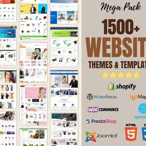 Mega Bundle di oltre 1500 modelli di temi web / WordPress, Shopify, HTML, WooCommerce, Magento, PrestaShop / Download immediato