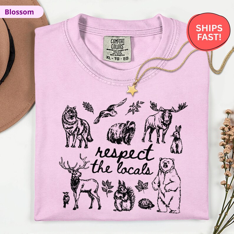 Respect The Locals Shirt, Comfort Colors Wildlife Tee, Woodland Animals Shirt, Granola Girl Gift, Nature Lover Outdoor Shirt image 9