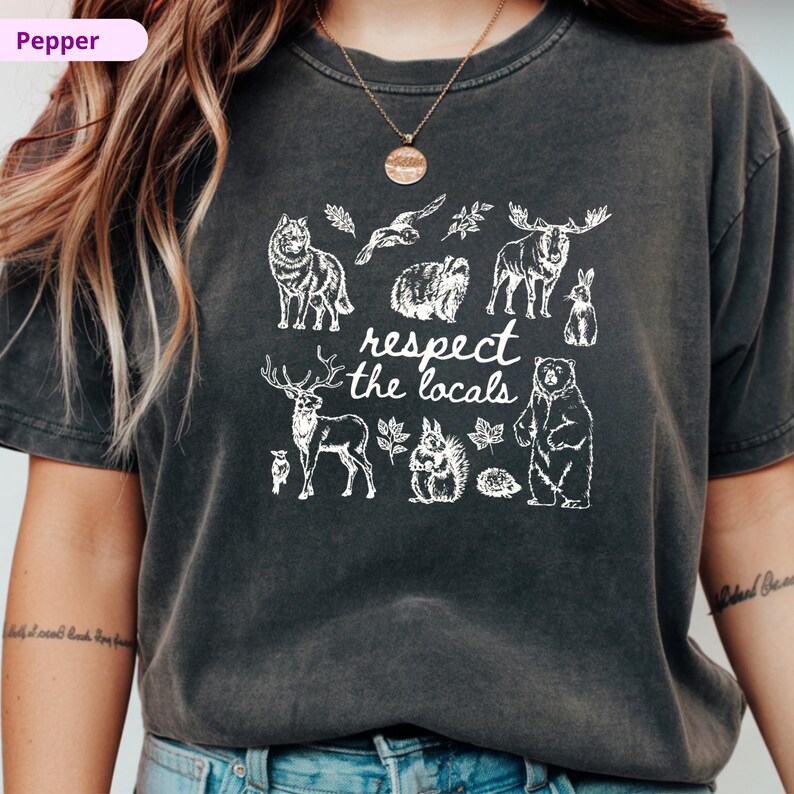 Respect The Locals Shirt, Comfort Colors Wildlife Tee, Woodland Animals Shirt, Granola Girl Gift, Nature Lover Outdoor Shirt image 3