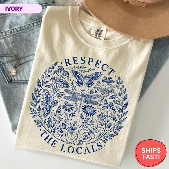 Comfort Colors Respect the Locals Shirt, Wildlife Nature Tee, National Park Gift, Granola Girl Camping Tee, Hiking Nature Lover Gift Idea