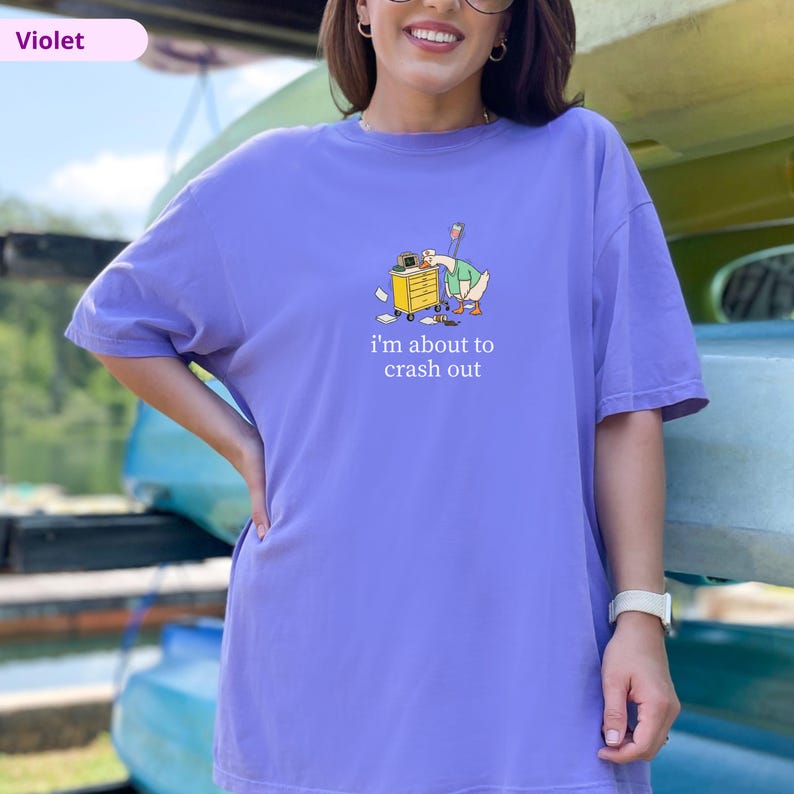 Silly Goose Nurse Shirt, Comfort Colors Funny Night Shift Tee, I'm About to Crash Out, CNA RN LPN Apparel, Nursing Student Grad Gift image 9