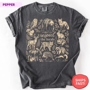 Chemise couleurs confortables respectant les habitants, t-shirt animaux de la forêt, cadeau pour amoureux de la nature, chemise faune, t-shirt de camping, chemise forêt cottagecore