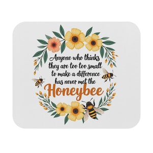 Honeybee Anti Rutsch Maus Pad - Komfortable Büro und Gaming Maus Matte, niedlich, langlebig Schreibtisch Accessoire, Geschenk für Bienen Liebhaber, Biene mit Blumen