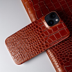Crocodile Embossed Leather iPhone Case: Handmade, Genuine Leather
