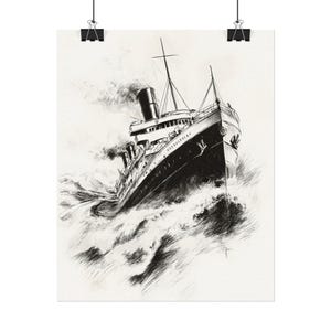 Poster Druck, Titanic Poster Skizze Stil Aquarell Matte Wandkunst, Eisberg, Romanze, Bleistiftzeichnung, Wohnkultur