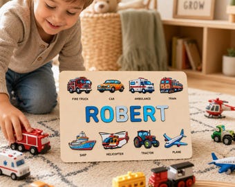 Rompecabezas de madera con nombre / Regalo de primer cumpleaños para niños pequeños