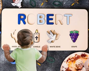 Christening Gift for Girls, Wooden Name Puzzle, Gift For Goddaughter, Baptism Baby Girls Present, Baby Dedication Gift, Baptism Gift Girl