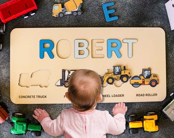Rompecabezas con nombre hecho a mano, rompecabezas de tablero Montessori, regalos de Navidad, juguetes para bebés y niños pequeños, regalo personalizado para niños de 1 año
