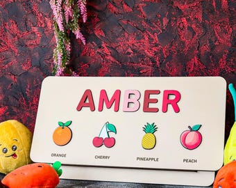 Rompecabezas personalizado con nombre de bebé, regalos personalizados para baby shower, tablero de rompecabezas personalizado para bebé, regalo para niño, decoración de habitación de niña
